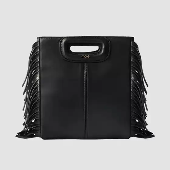 New Women's Fashion Maje Shoulder Bag Black PU Soft Crossbody Bag Large Capacity Retro Women's Handbag