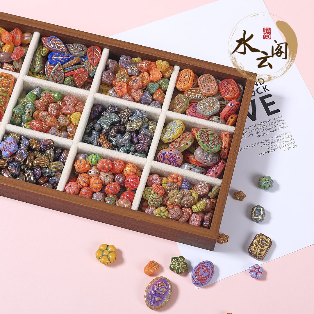 เครื่องประดับดอกบัวไล่สีสไตล์ปิกัสโซ่ ลูกปัดหลวม งานแฮนด์เมด สร้อยข้อมือ สร้อยคอ วัสดุสำหรับร้อยลูกปัด เครื่องประดับจิวเวลรี่ ขายส่ง