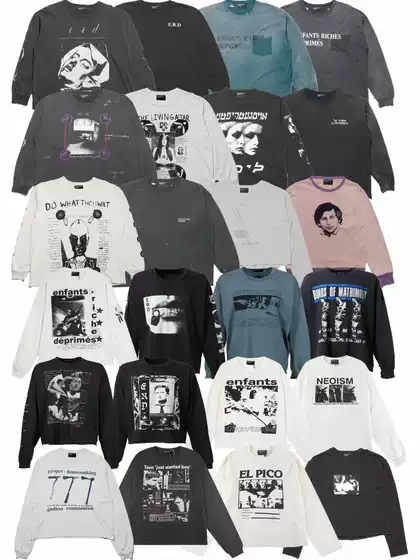 Erd Melancholic Rich Second-Generation American Washed Vintage Distressed Printed Autumn and Winter Long-Sleeved T-Shirts for Men and Women Trendy High Street