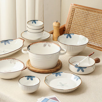 Ink Dish Set Japanese Plate Bowl Wholesale Dish Plate Rice Bowl Ceramic Tableware Rice Bowl Home Eating