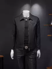European station 2024 autumn new men's lapel badge casual jacket plus size slim fashion high luxury jacket