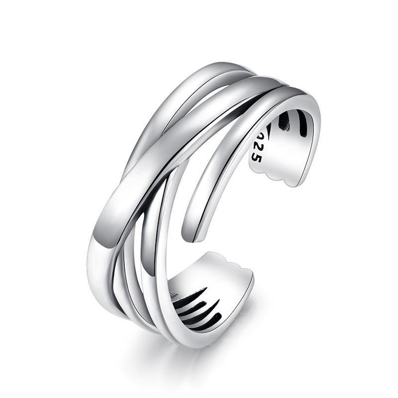 男士戒指小众设计高级感线条食指戒时尚简约活口指环源头厂家批发