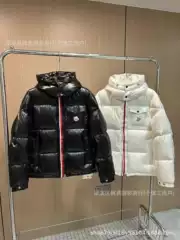 European Winter Trendy Brand Three-Color Webbing Thickened Waterproof Stand Collar Hooded New Fashion Cotton Velvet Jacket Warm Outerwear