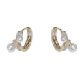 No. 16 gold-diamond pearl knotted small earrings (thick real gold plating)