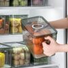 Refrigerator Kitchen Storage Artifact Sealed Rectangular Plastic Fruit Sorting Vegetable PET Fresh-keeping Box New