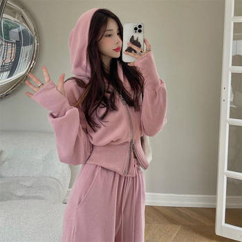 Internet Celebrity Sportswear Fashion Suit for Women 2025 Spring & Fall Korean New Hooded Sweatshirt Casual Pants Two-Piece Set Trendy