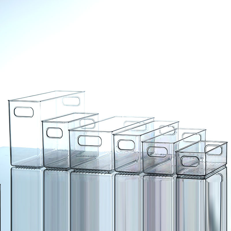 Storage Box PET Transparent Acrylic Rectangular Cosmetic Station Snack Kitchen Sundries Storage Box with Lid