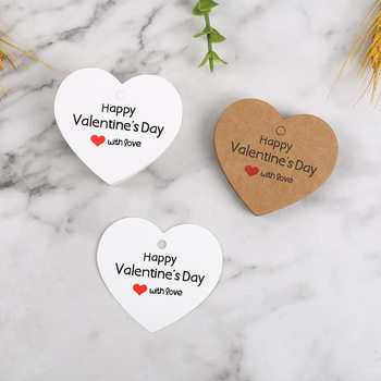 Valentine's Day Hang Tag 2026 Cross-Border New Product Kraft Paper Gift Tag Packaging Card Valentine's Day Heart-Shaped Small Hang Tag