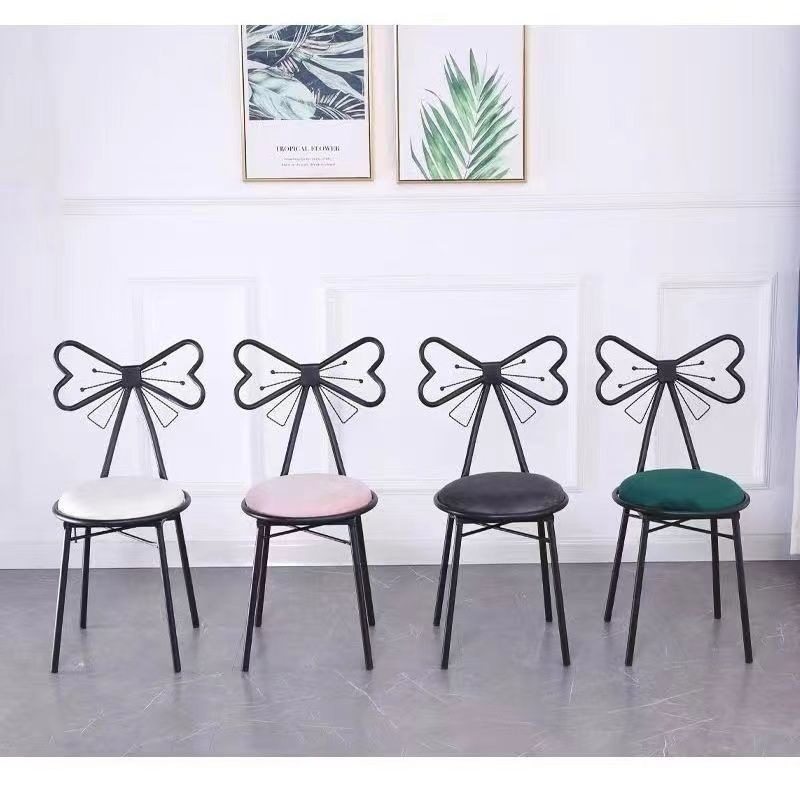 Dressing Stool Backrest Chair Butterfly Chair Makeup Chair Nail Art Shop Light Luxury Internet Trendy Makeup Stool Princess Style Girls Heart Ins