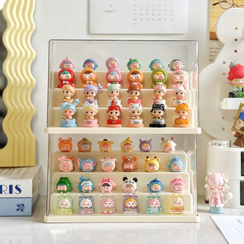 Cute Particle Display Stand Bubble Mart Transparent Dust-Proof Cute Particle Blind Box Storage Box Storage Hand-Made Display Cabinet Doll