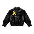 Black horse logo-leather jacket