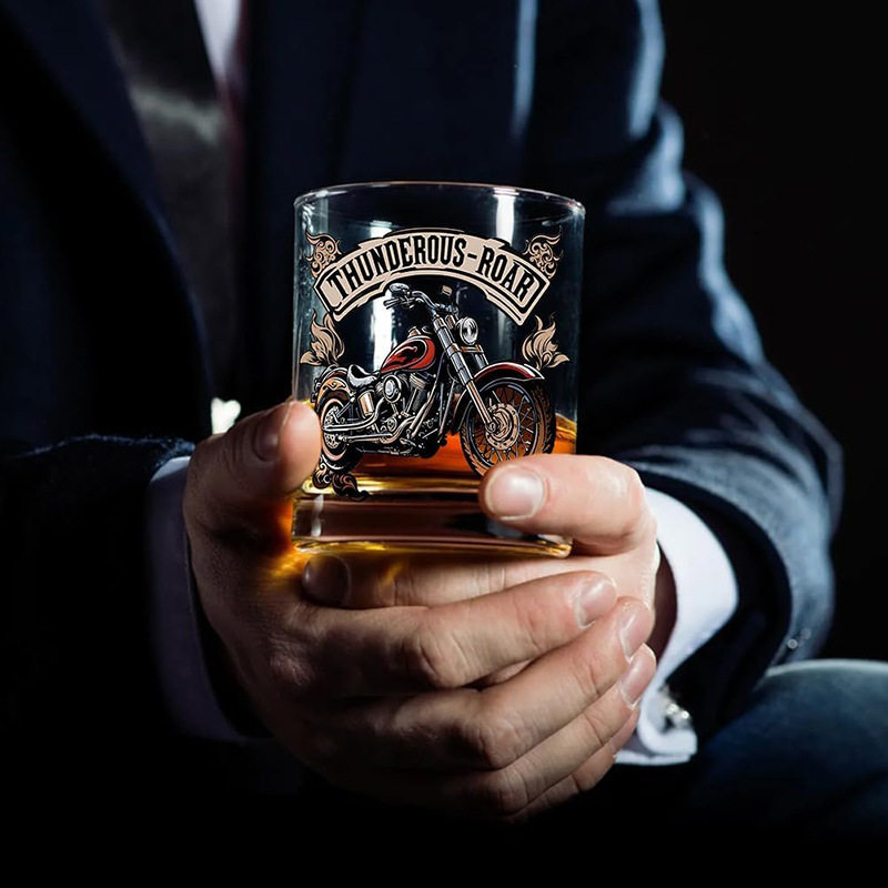 High-End Thick-Bottomed Imported Reinforced Whiskey Glasses Wholesale Wine Glasses with Personalized Pattern Customization