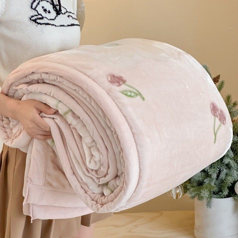 Class a Double-Layer Thickeneded Raschel Blanket Cover Blanket Super Soft Cloud Blanket Office Nap Blanket Milk Velvet Sofa Blanket