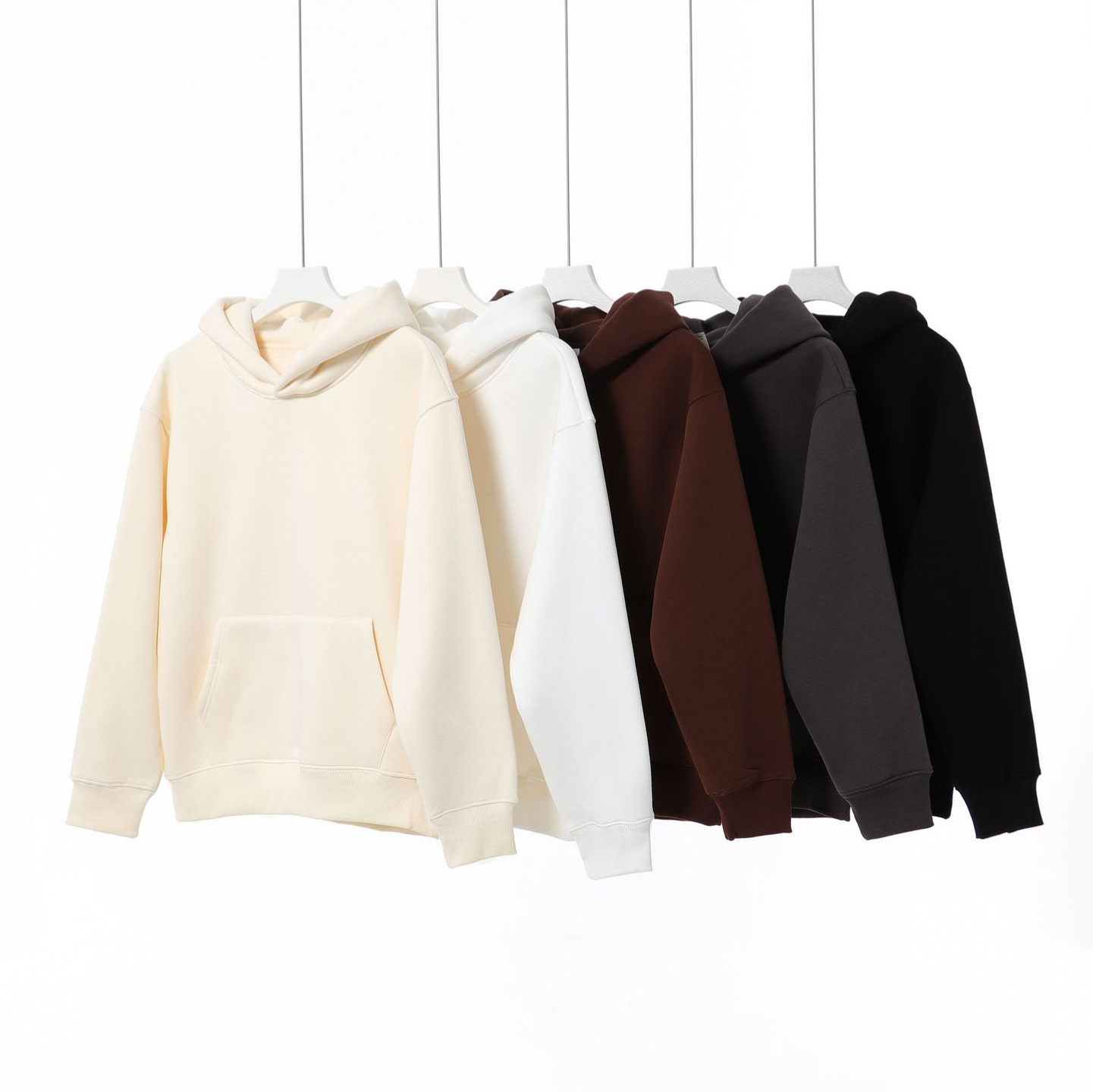 复古重磅480克阿美咔叽连帽卫衣男加厚紧密摇粒绒落肩套头帽衫女