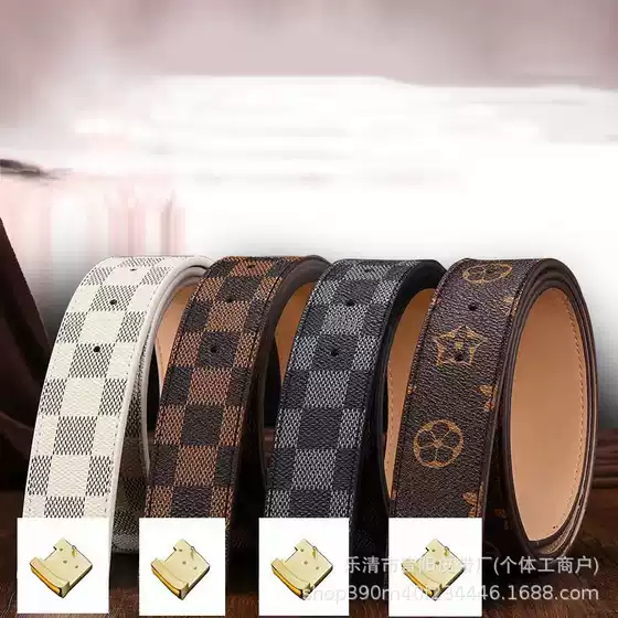 New L Brand Men's Leather Belt, High-End Fashion Casual Belt, Two-Layer Cowhide, Versatile, Light Luxury, Business Trend, Classic