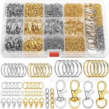 Cross-border 990 pieces of key chain making set of key chain craft supplies including key chain hook lobster clasp key