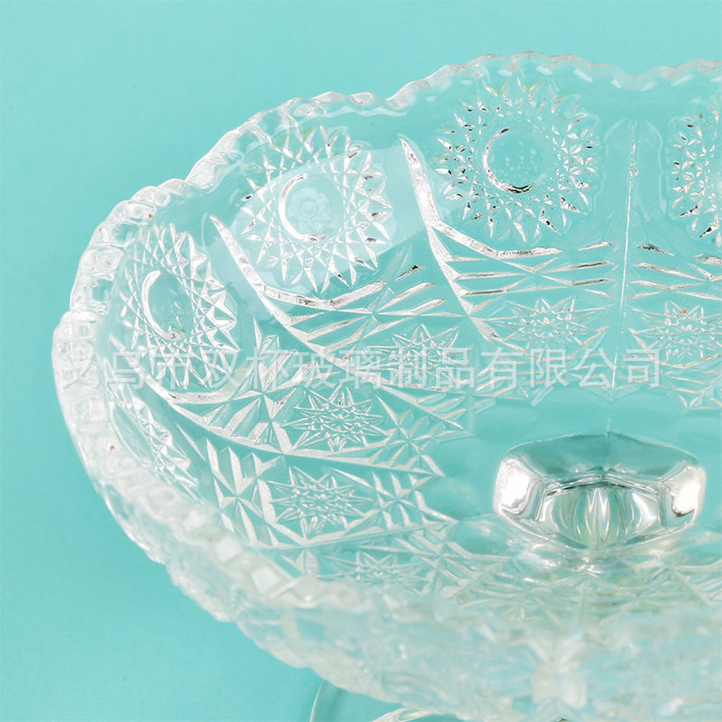 European-style Entry Luxury Crystal Glass High-foot Fruit Plate for Everyone Living Room Coffee Table Snacks Sunflower High-foot Small Plate