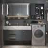 Balcony Integrated Washing Machine Cabinet Combination Light Luxury Rock Board Bathroom Cabinet Toilet Sink Sink Sink Cabinet