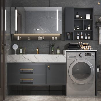 Balcony Integrated Washing Machine Cabinet Combination Light Luxury Rock Board Bathroom Cabinet Toilet Sink Sink Sink Cabinet