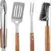 Amazon Bestsellers Cross-Border Stainless Steel Barbecue Set Wooden Handle Design Food-Grade Stainless Steel