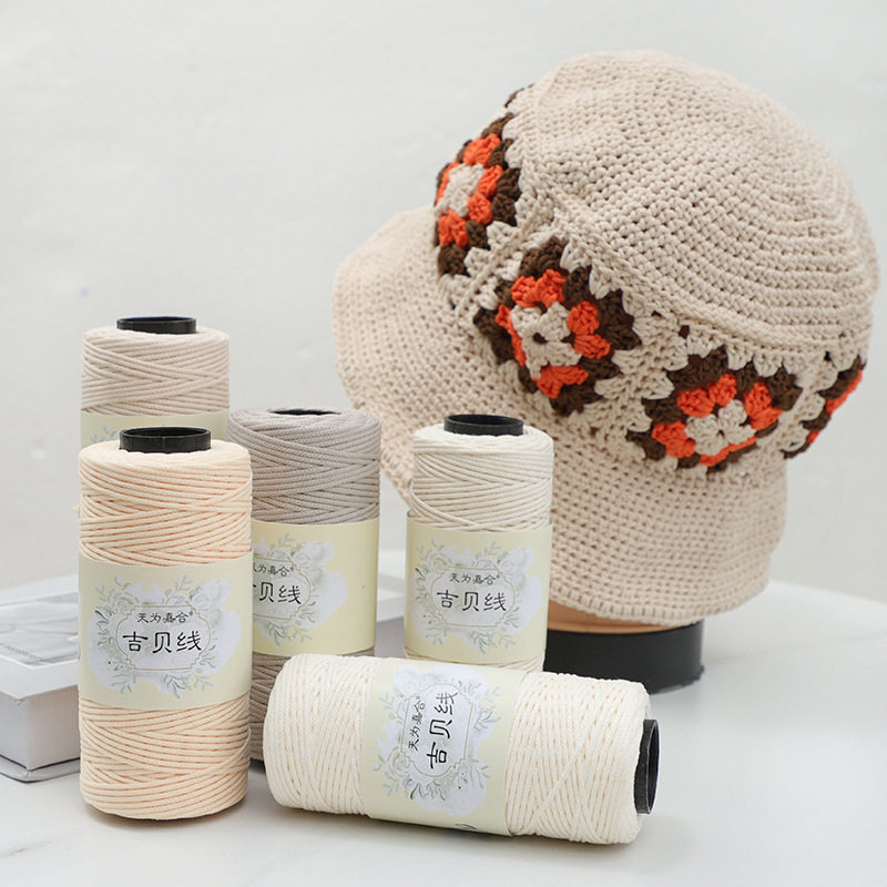 1.5mm Round Strand Hollow Cotton Wool Medium Thick Cotton and Linen Thread Handmade DIY Knitting Hook Bag Hook Hat Cushion Thread