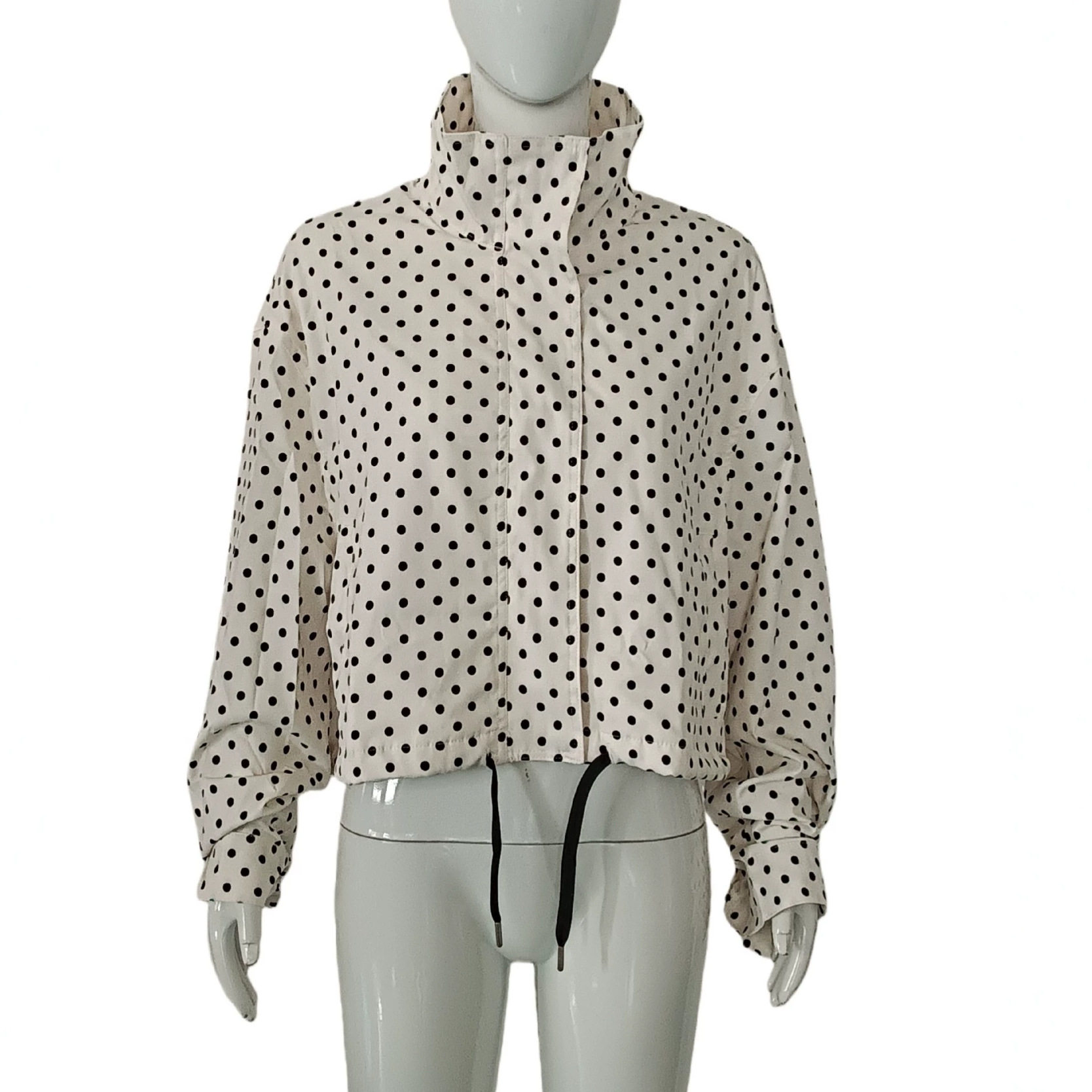 Polka Dot Stand Collar Loose Jacket and High Waist Mini Shorts Set Womens Two Piece Outfit Casual Wear Wholesale