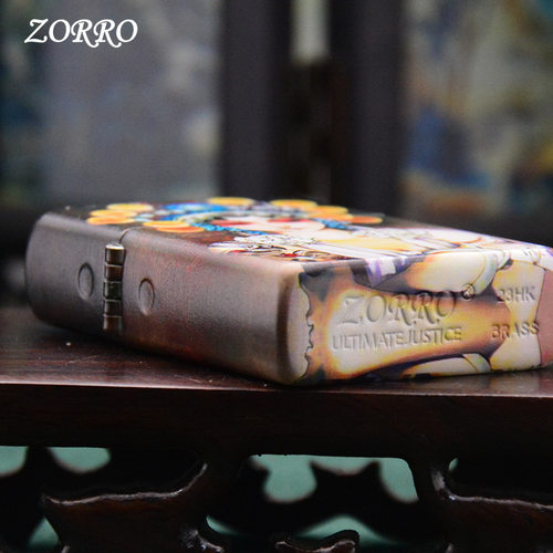 ZORRO佐罗彩印花旦双面煤油黄铜彩绘翻盖防风砂轮创意批中 - 图2