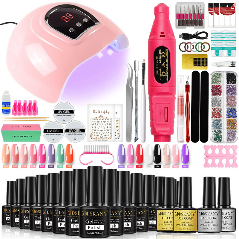 manicure set with phototherapy lamp 33 colors no-bake gel nail phototherapy gel set multi-color