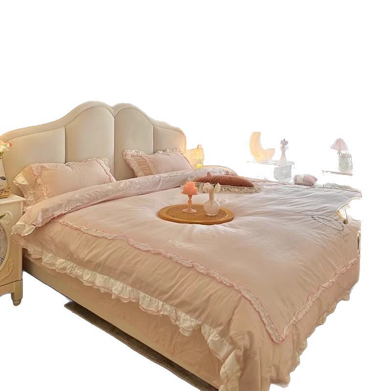 French Cream Retro Butterfly Modern Simple Double Bed Light Luxury Double Bed Princess Wedding Bed