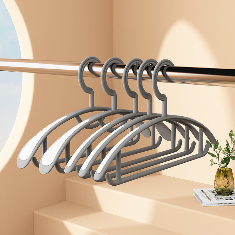 Household Seamless Non-Slip Clothes Hanger for Clothes Protectors Can't-up Bag Clothes-drying Bracing Double-position Narrow Shoulder Bold Clothes Hanger Plastic Semi-round Wide Shoulder