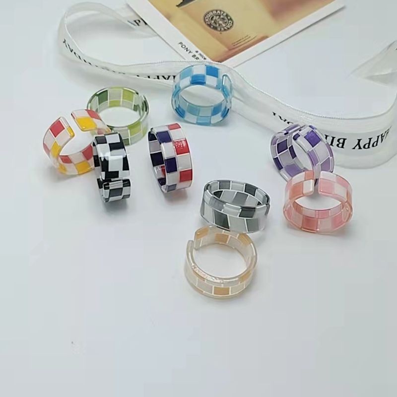 现货树脂醋酸戒指女混合彩色圆形方形指环套装外贸内销指圈批发