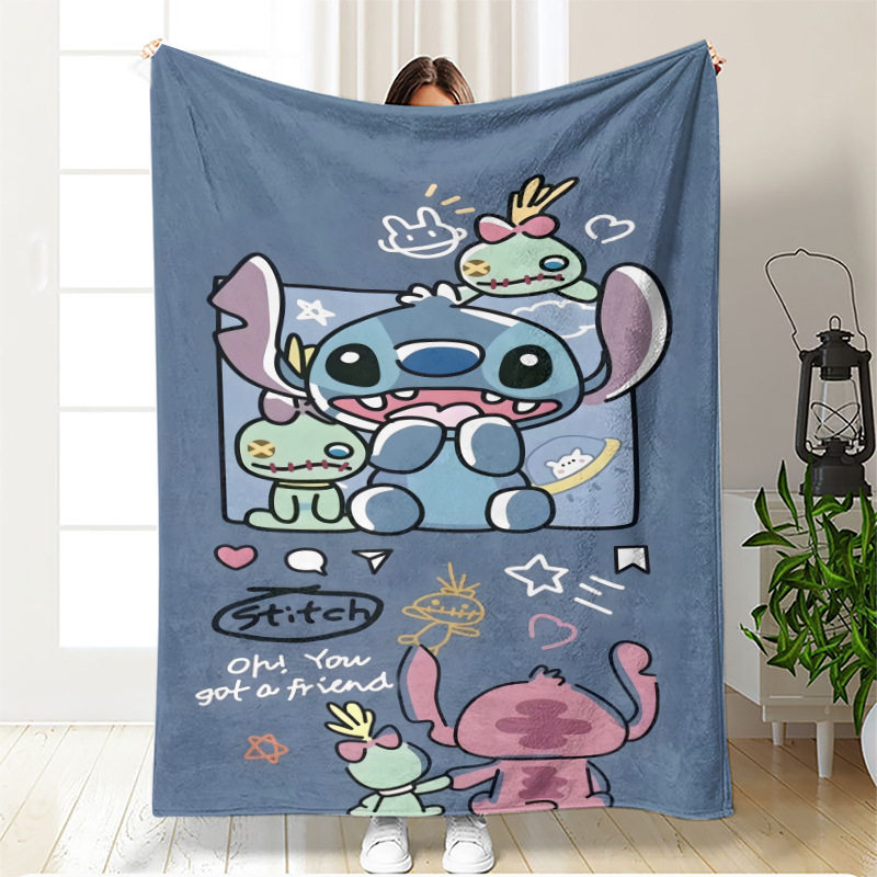 Cross-Border Foreign Trade Lilo and Stitch Flannel Blanket Cartoon Stitch Sofa Blanket Nap Blanket