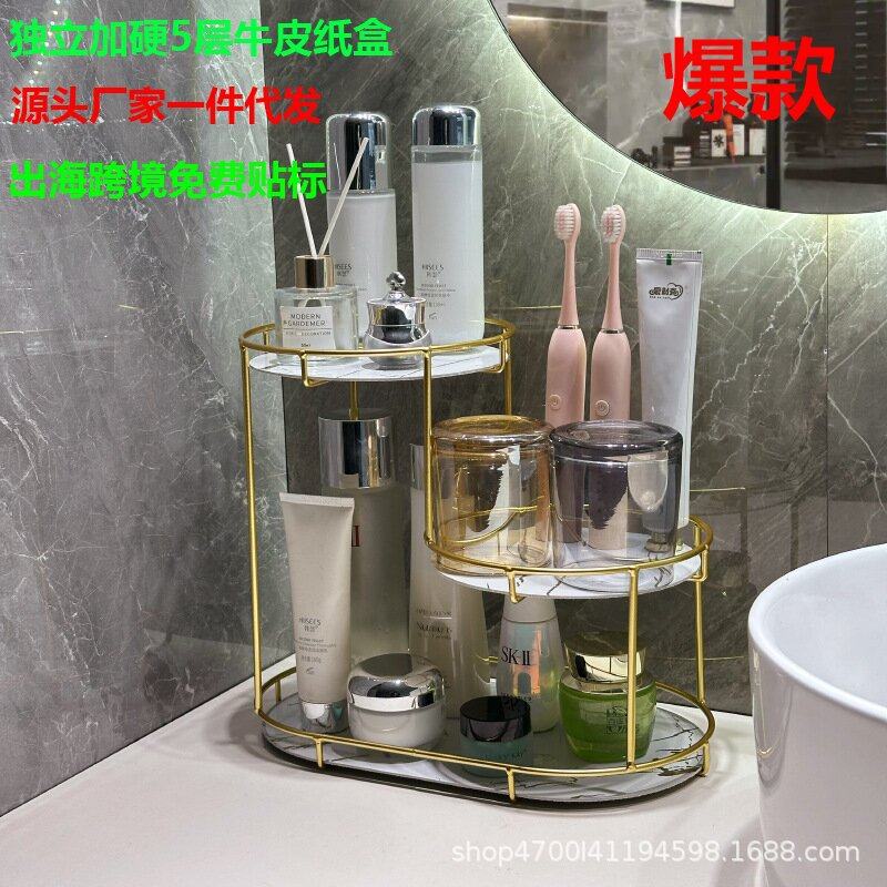 Light Luxury Multi-Layer Desktop Bathroom Storage Rack Dressing Table Organizer Bathroom Sink Cosmetics Storage Rack