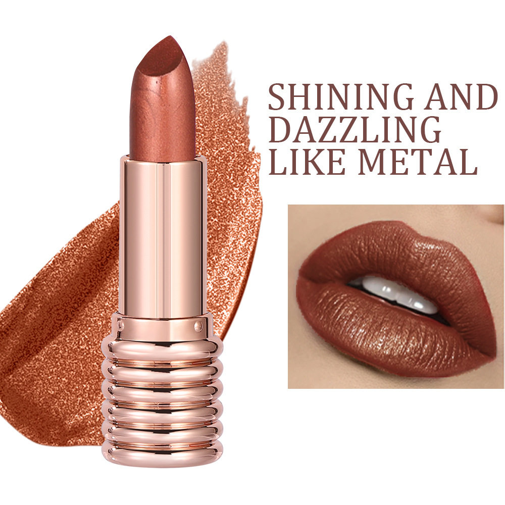 Metallic lipstick YABAOLIAN cross-border Amazon makeup explosions lip gloss flash gold non-stick cup lipstick