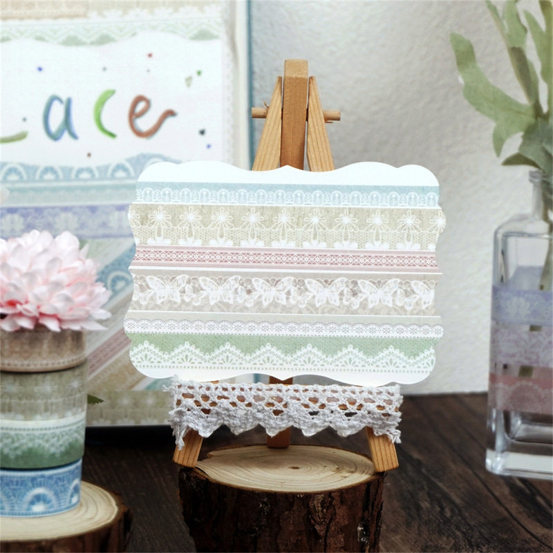Cross-Border Stickers Morandi Color Series Lace Colorful Tape Foreign Trade Supply DIY Decoration Journal Tape