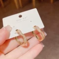 36 gold-zircon twisted earring (real gold plating)