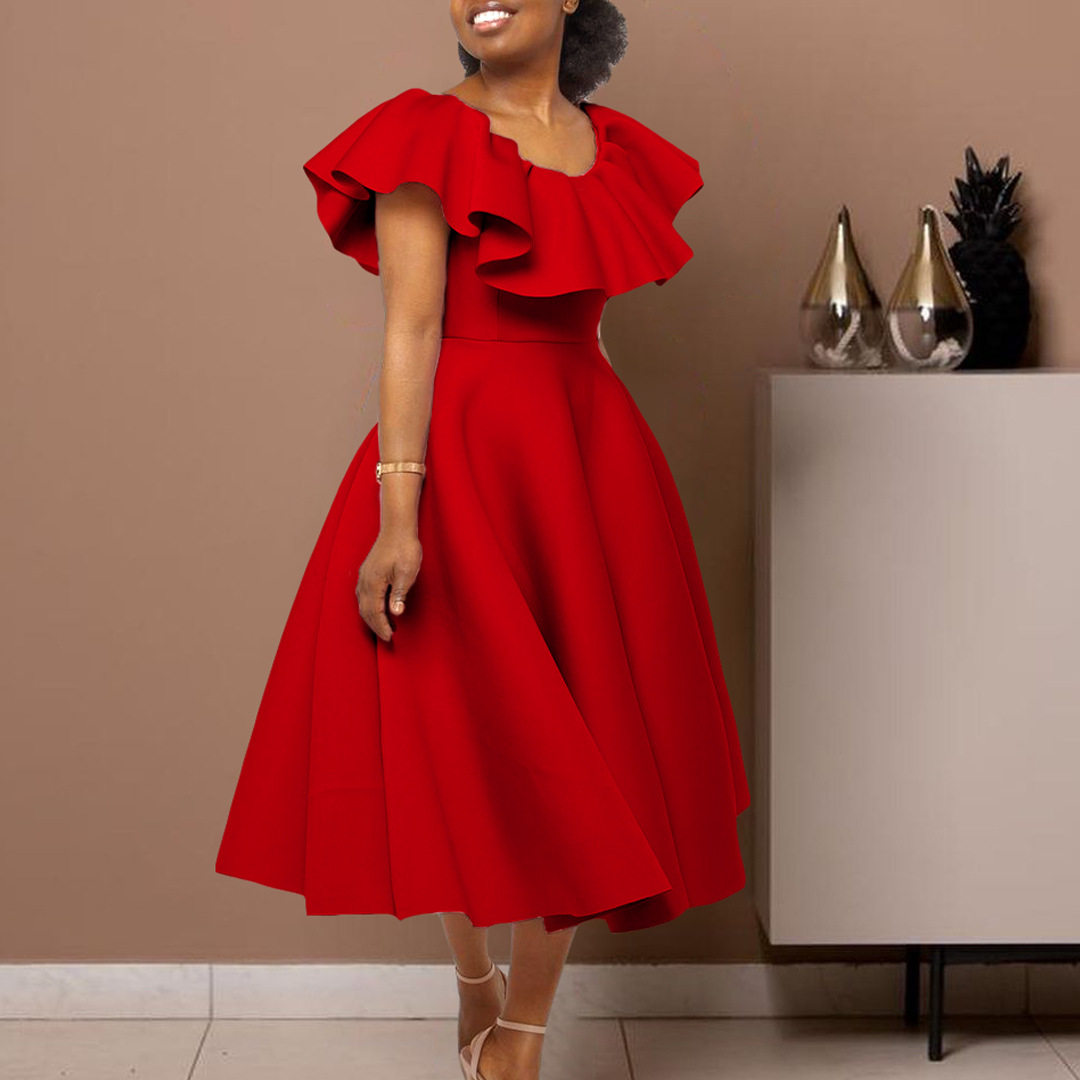 Elegant Ruffle Hem Maxi Dress Fashionable Sophisticated Perfect for Parties Available for Wholesale