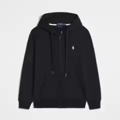 Autumn and Winter Pony Fleece-Lined Rl Hooded Cardigan Pure Color Sweatshirt Embroidered Loose Large Size Paul Men's Polo Jacket