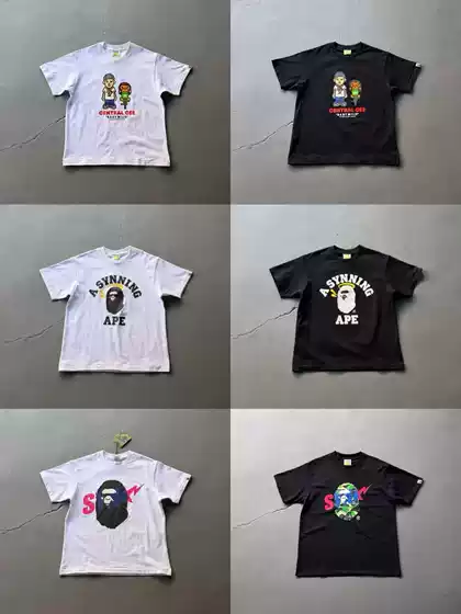 Central Cee Same Style American Street Style Syna World Collaboration Hip-Hop Ape Head Print Short-Sleeve T-Shirt Trendy
