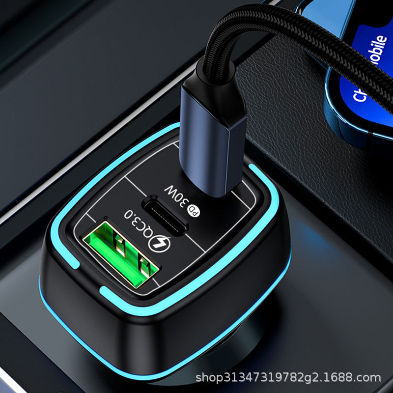 Cross-border new car charger pd fast charging multi-function cigarette lighter super fast charging one-to-three mobile phone adapter