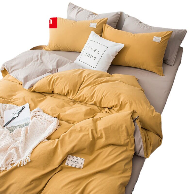 Four-Piece Bedding Set Ins Internet Celebrity Skin-Friendly Quilt Cover Bed Sheets Student Dormitory 1.2m Three-Piece Set