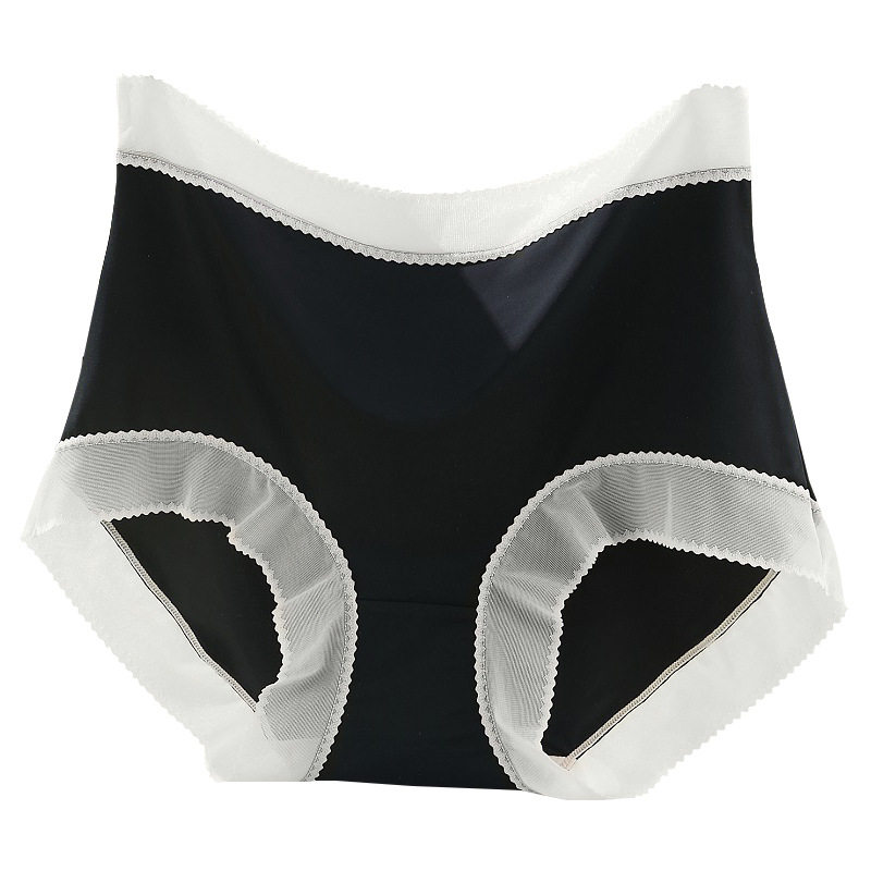 夏季内裤女冰丝大码200斤高腰收腹隐形无痕蕾丝抗菌裸感特大码