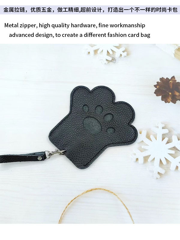 Cross-border 2024 New Cartoon Cat's Claw Cowhide Card Case Card Case Large Capacity Genuine Leather Certificate Bag Student Meal Card Case