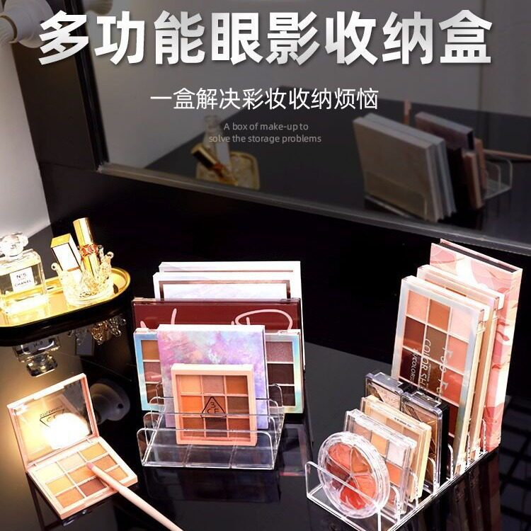Eye Shadow Palette Storage Rack, Cosmetic Organizer, Transparent Powder Box, Dressing Table Compartment, Multi-Layer Makeup and Lipstick Storage
