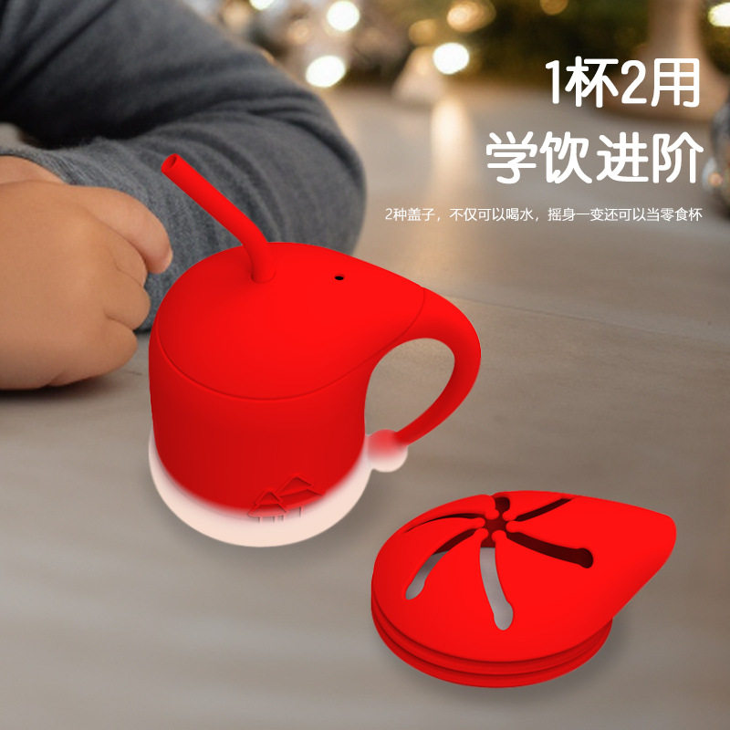 Cross-border Christmas Gifts Silicone Children's Dinner Plate Christmas Tableware Drinking Cup Fork Spoon Silicone Bowl Bib Dinner Plate