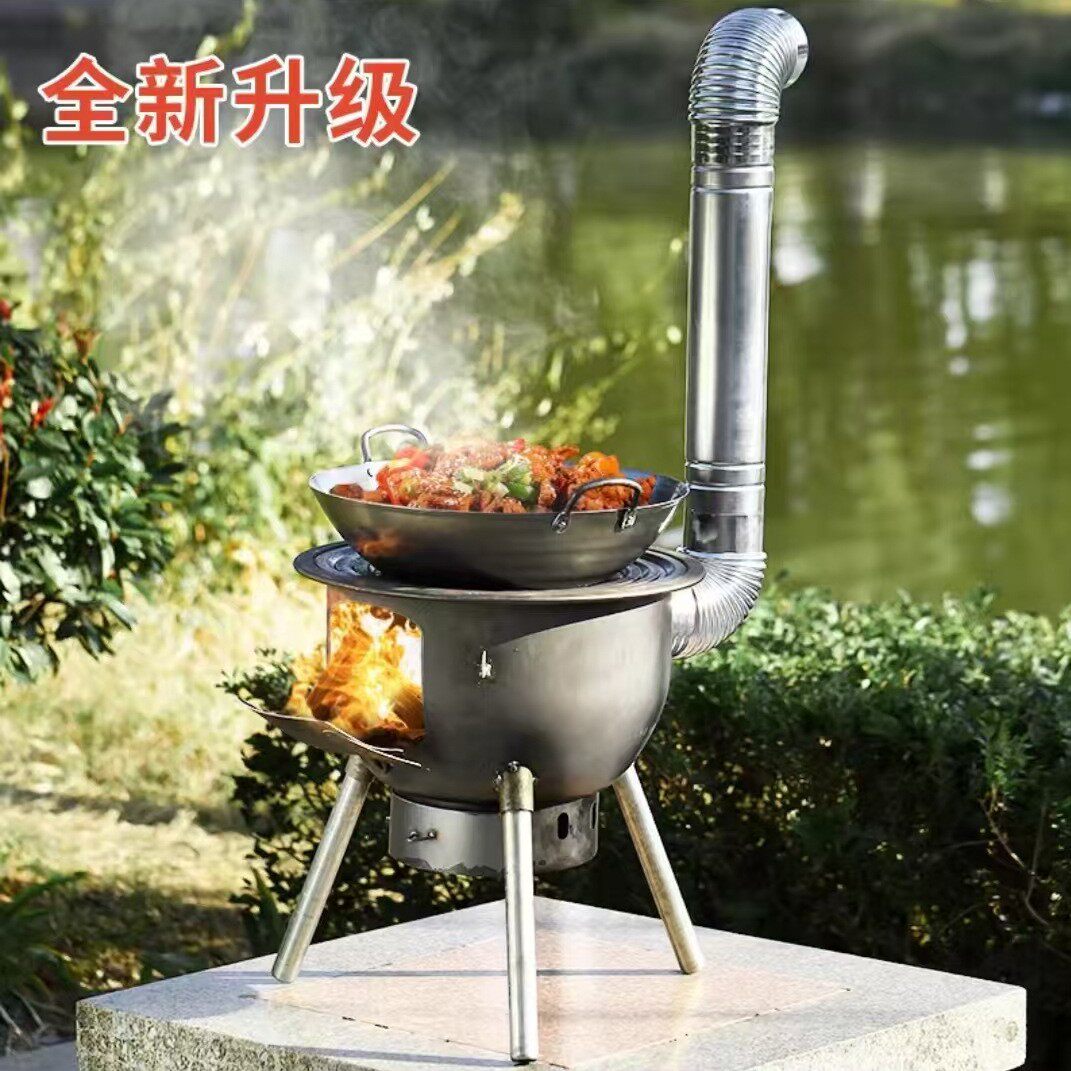 Firewood Stove Household Mobile Integrated Thickened Firewood Stove Outdoor Stove Convenient Floor Cooker