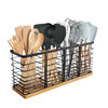 Cross-border Wrought Iron Wooden Kitchen Tableware Storage Box Wall-mounted Four-grid Countertop Chopsticks Holder Household Tableware Storage Rack