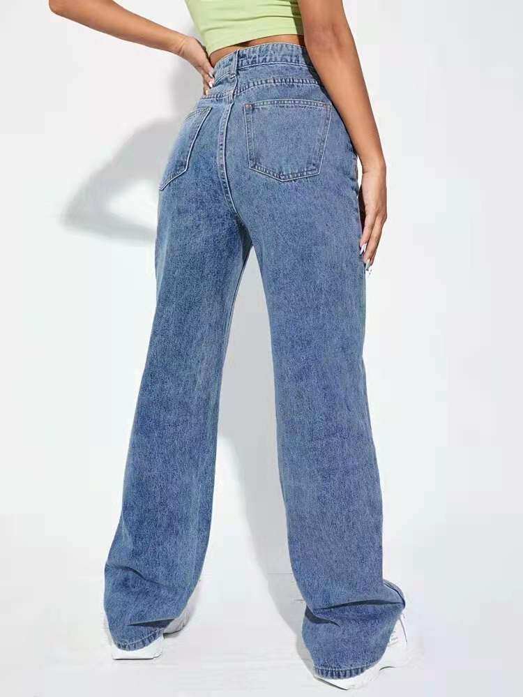 Wide Leg Denim Trousers for Women High Waist Floor Length Casual Style Perfect for Everyday Wear Wholesale Available