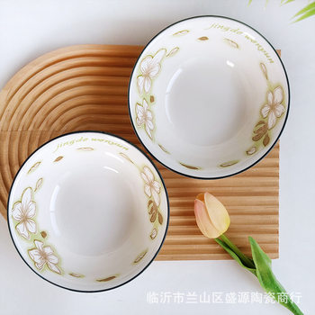 [Small Wholesale] Ceramic Bowl 6inch Household Bowl Underglaze Color Surface Bowl Soup Bowl Printed Household Rice Bowl