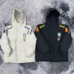 Football Brazilian Team Jacket, Warm and Windproof Cotton Coat, Same Style as Neymar